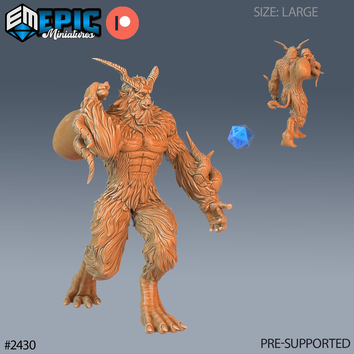 Big Foot Yeti Option #2430 front DND miniature Ancient Cold 16k resin