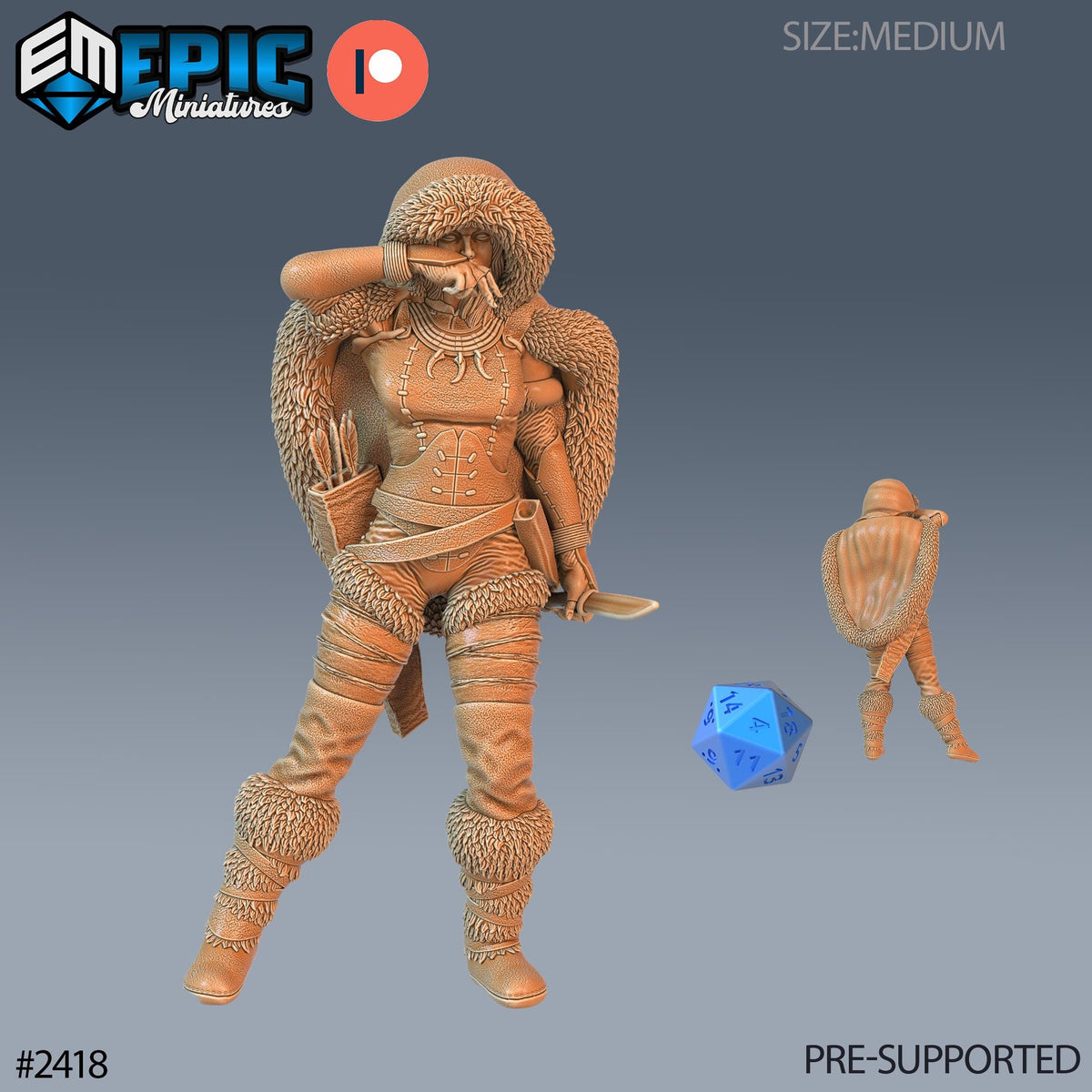 Northern Tribes Warrior Option #2418 front DND miniature Ancient Cold 16k resin