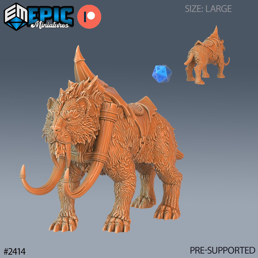 Sabertooth Tiger Option #2414 front DND miniature Ancient Cold 16k resin