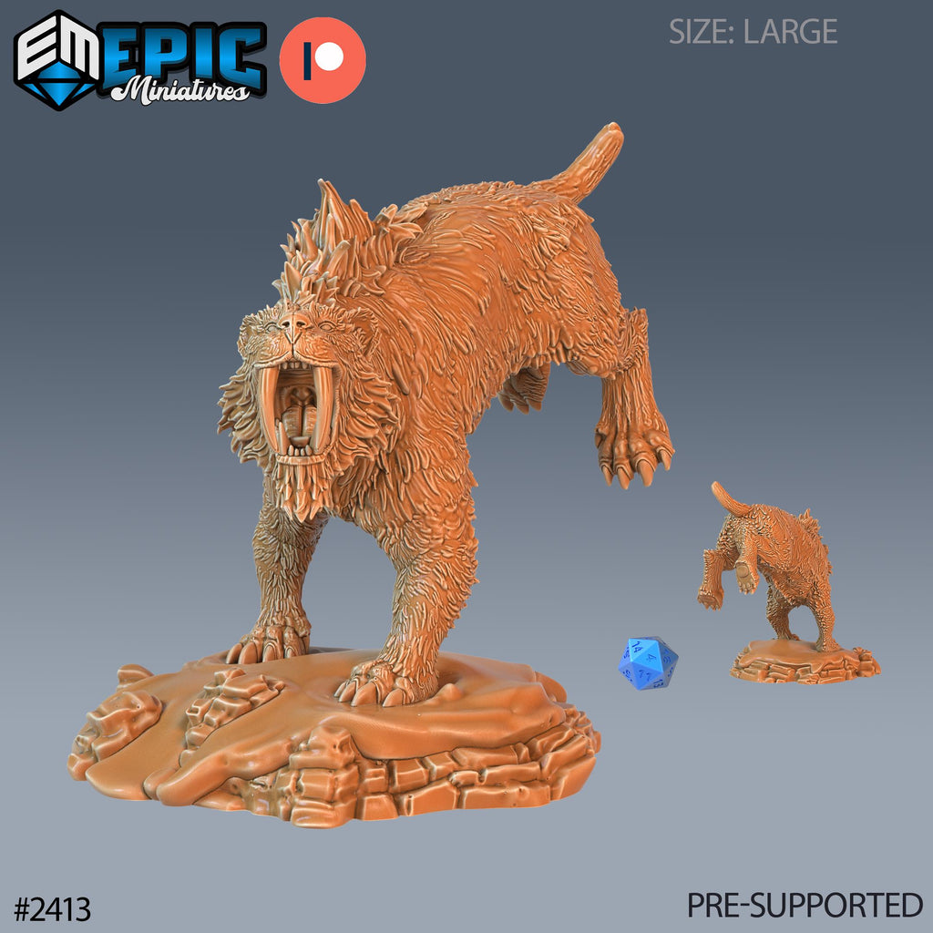 Sabertooth Tiger Option #2413 front DND miniature Ancient Cold 16k resin