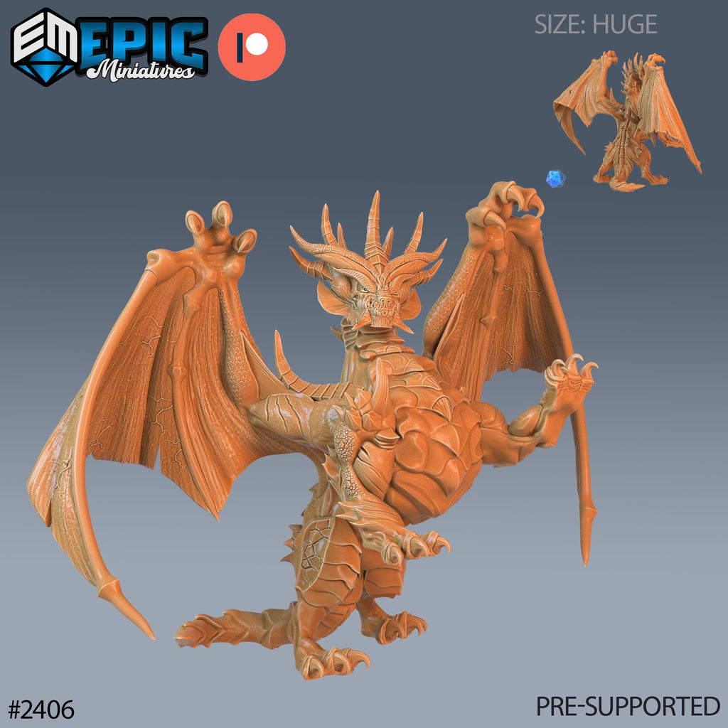 Gray Dragon Option #2406 front DND miniature Ancient Cold 16k resin