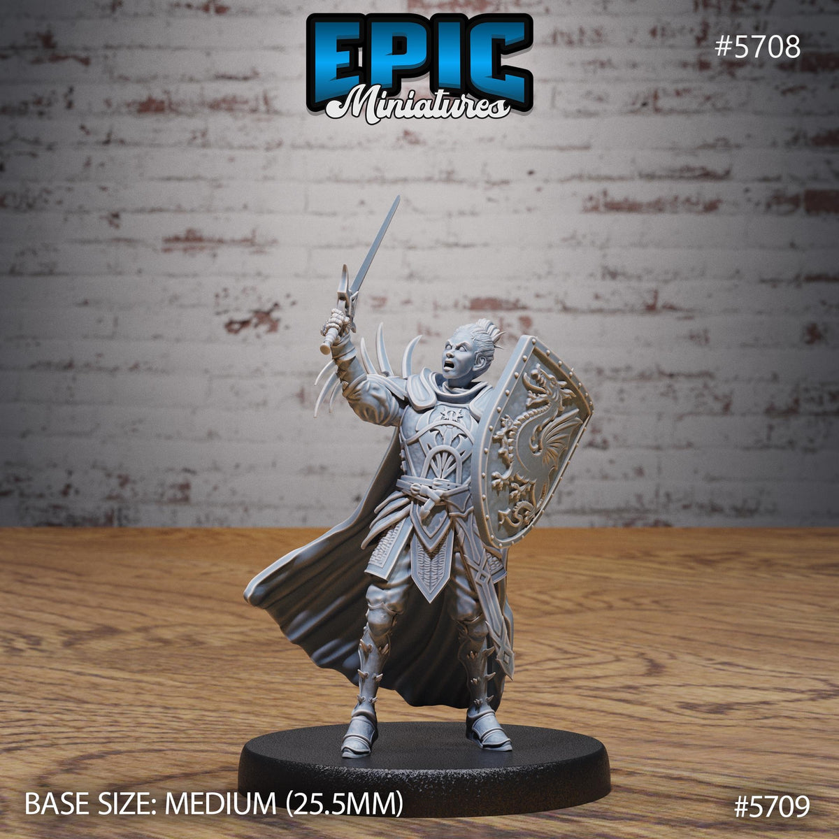 Dragon Huntress Knight Option #5708 front DND miniature Dragon Hunt 16k resin