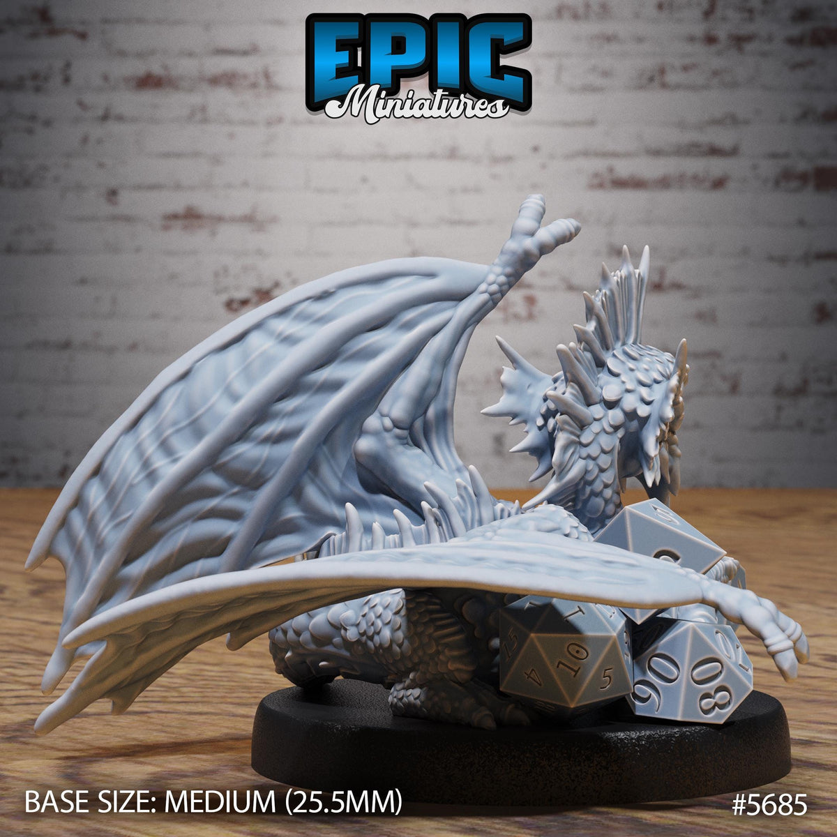Silver Dragon Wyrmling Option #5685 back DND miniature Dragon Hunt 16k resin