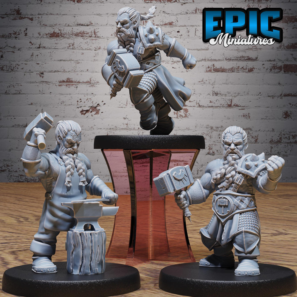 Mighty Dwarf Set of 3 DND miniatures group photo Dragon Hunt