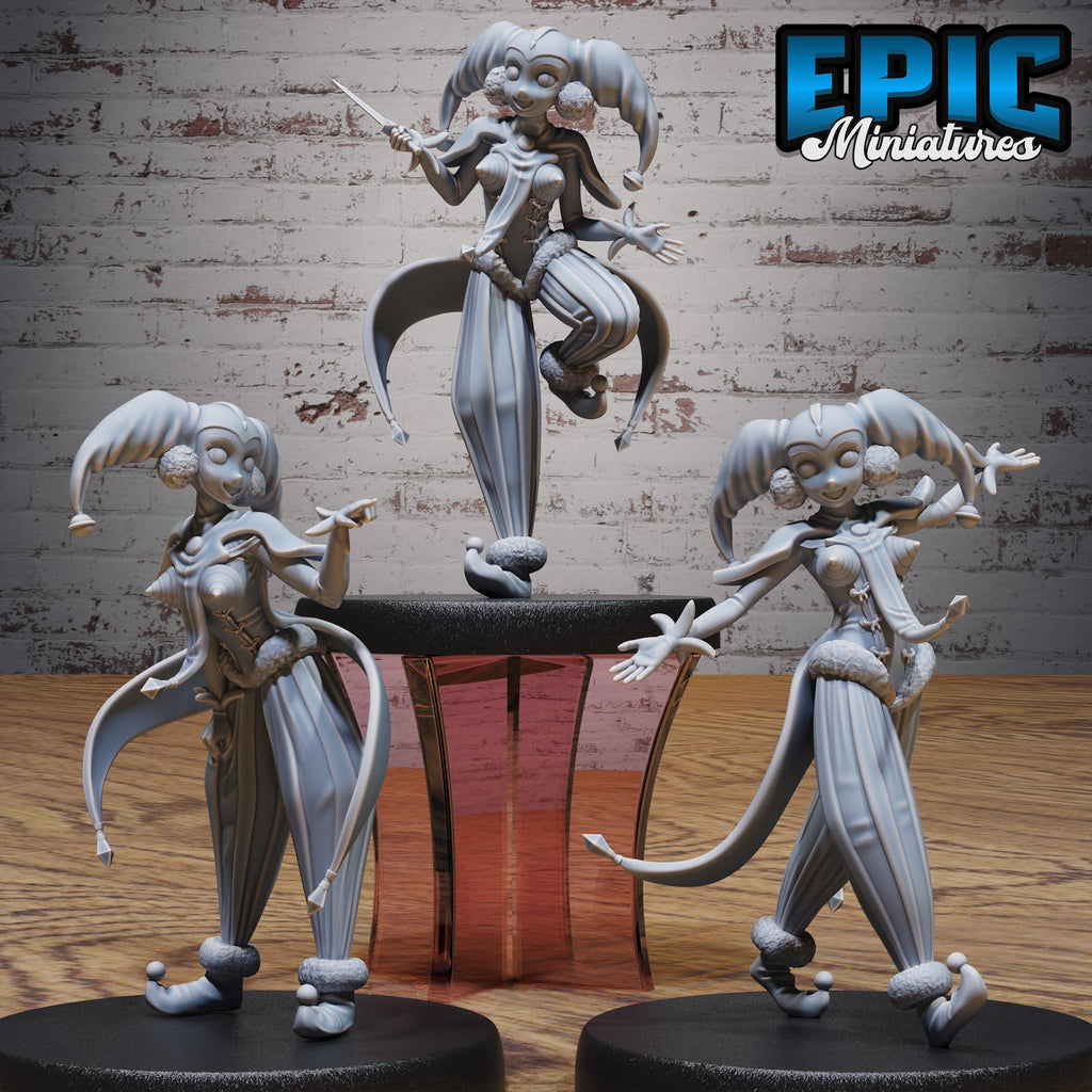 Jester Girl Set of 3 DND miniatures group photo Grand Carnival