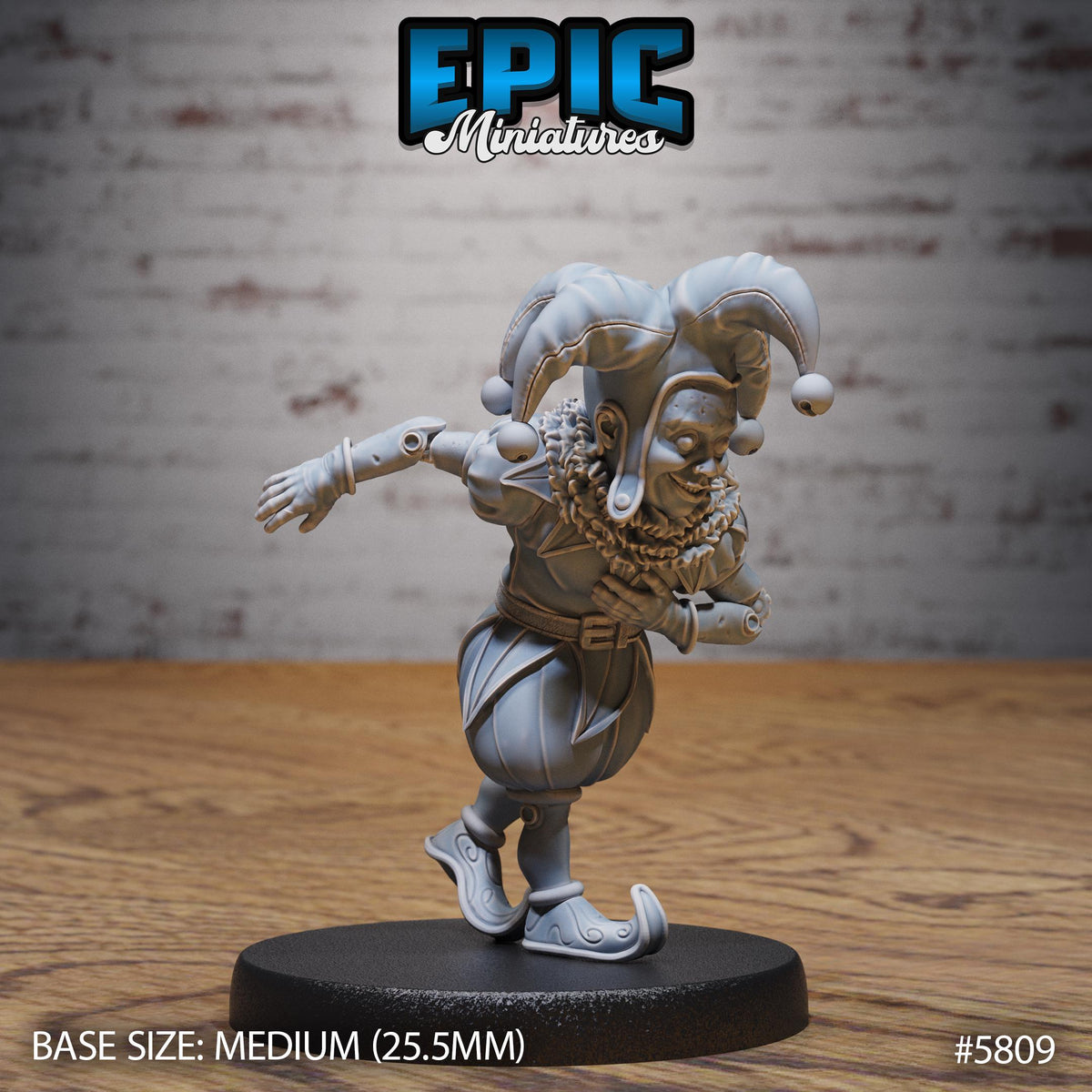 Creepy Clown Option #5809 front DND miniature Grand Carnival 16k resin