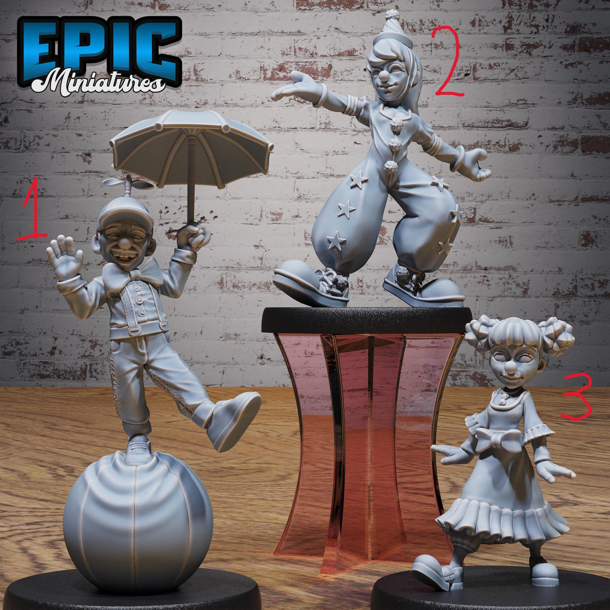 Clown Set of 10 DND miniatures group photo Grand Carnival