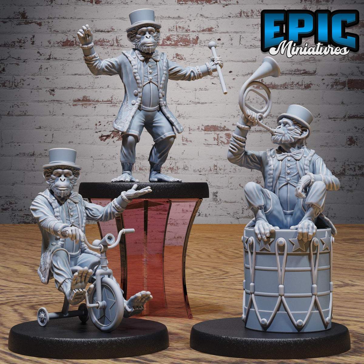 Circus Monkey Director Set of 3 DND miniatures group photo Grand Carnival