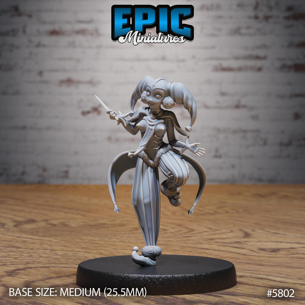 Jester Girl Option #5802 front DND miniature Grand Carnival 16k resin