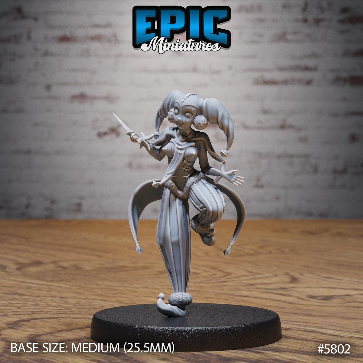 Jester Girl Option #5802 front DND miniature Grand Carnival 16k resin