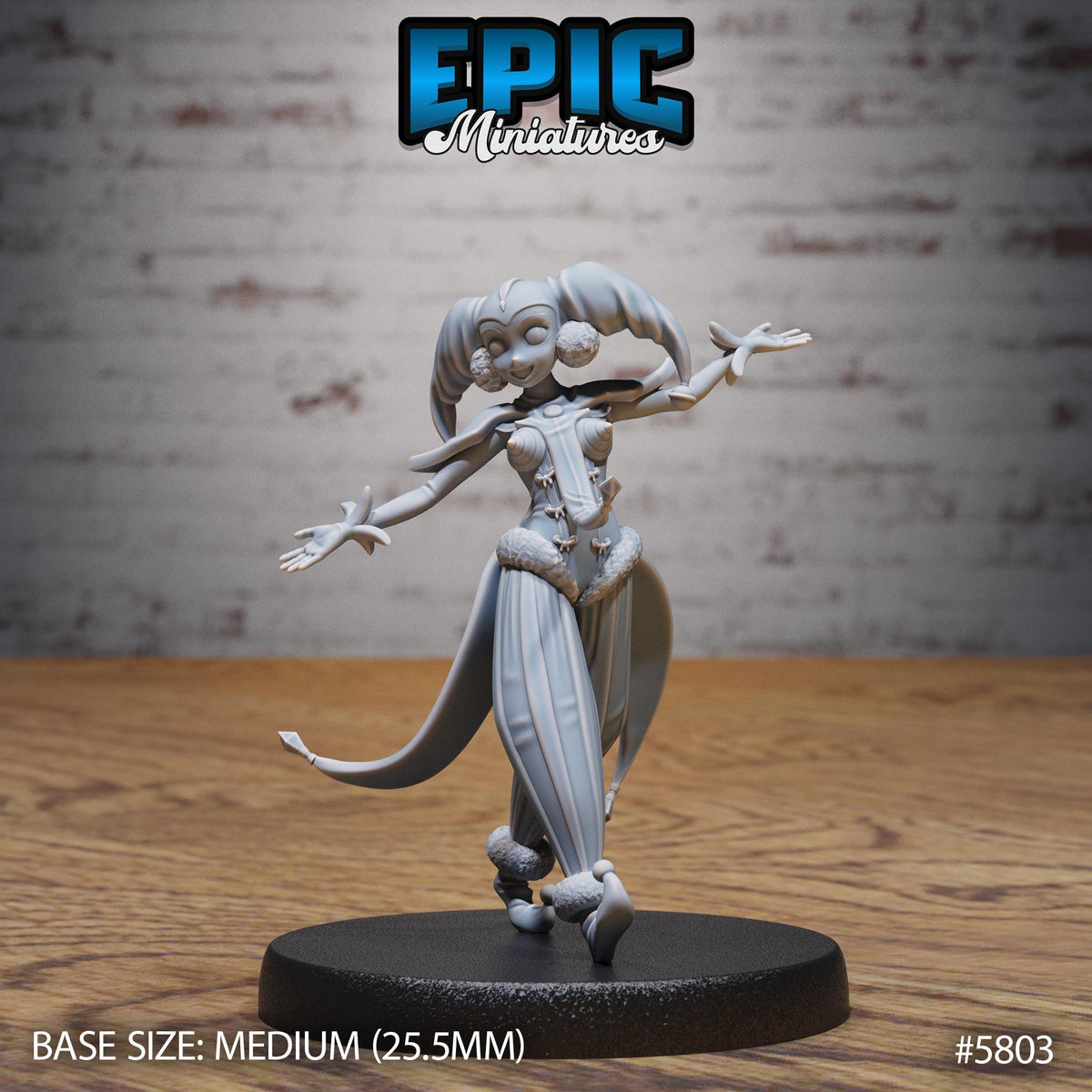 Jester Girl Option #5803 front DND miniature Grand Carnival 16k resin