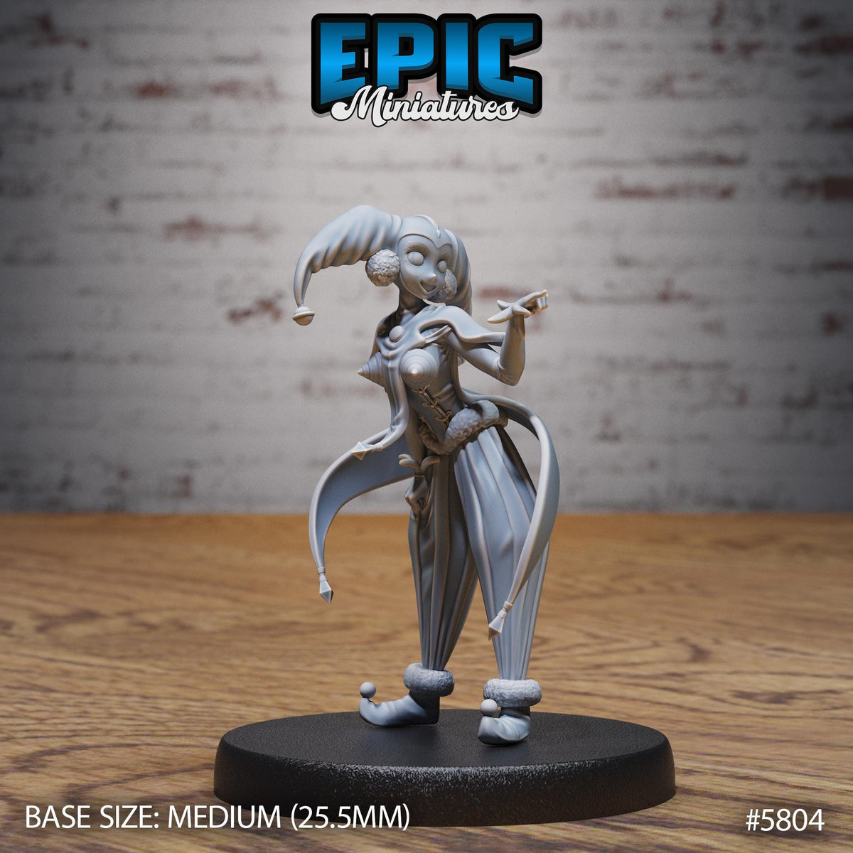 Jester Girl Option #5804 front DND miniature Grand Carnival 16k resin