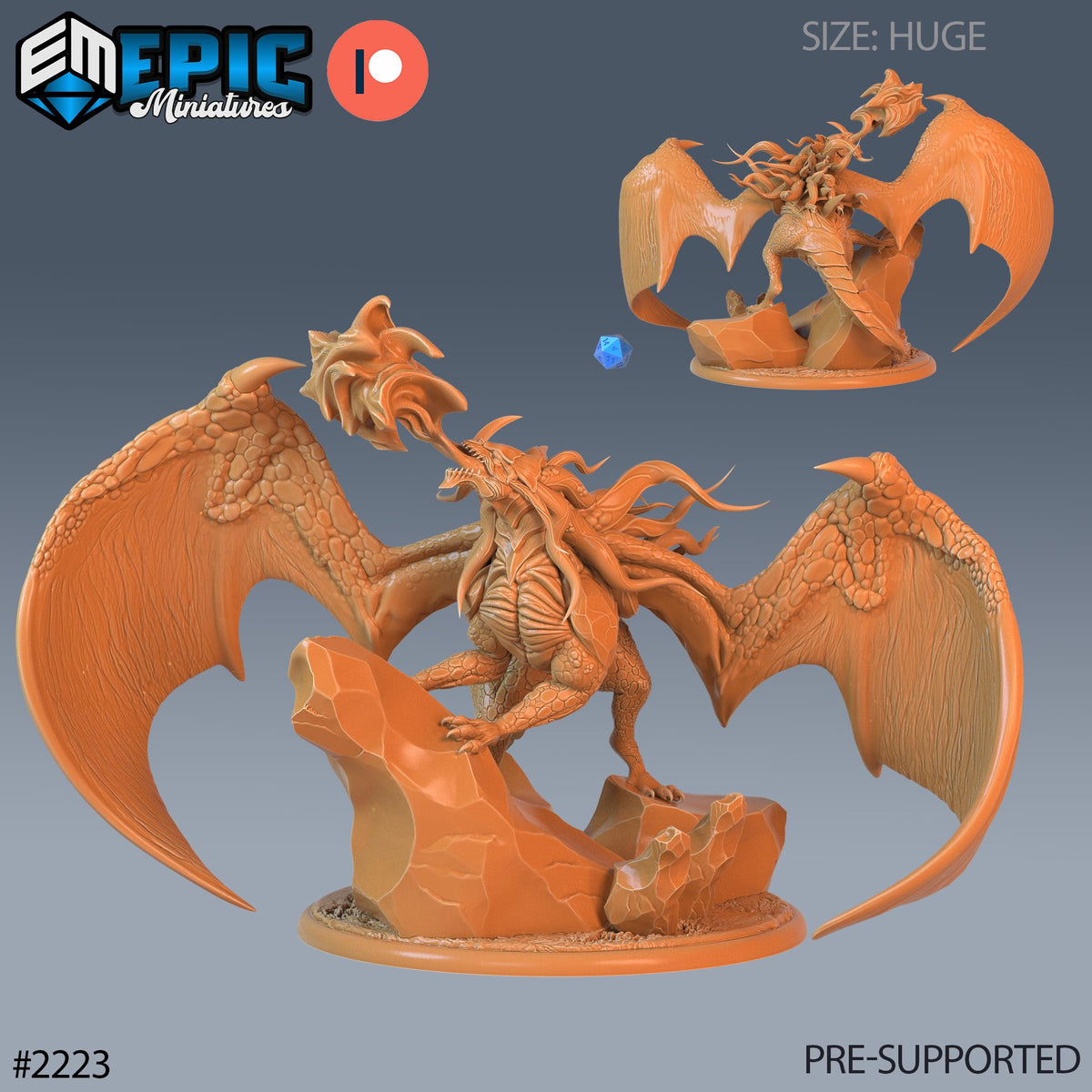 Nebula Dragon Option #2223 front DND miniature Secret Minds 16k resin