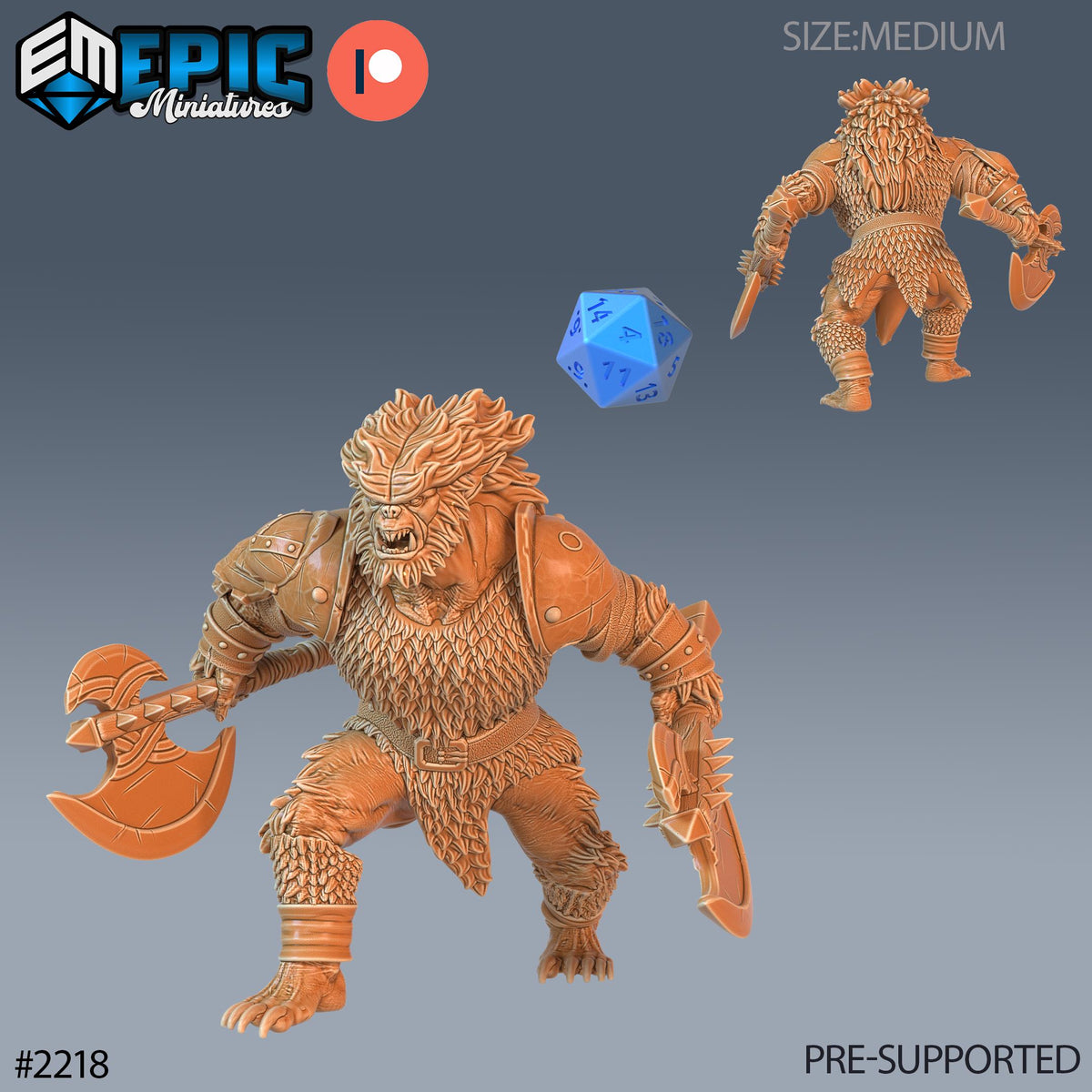 Bugbear Warrior Option #2218 front DND miniature Secret Minds 16k resin