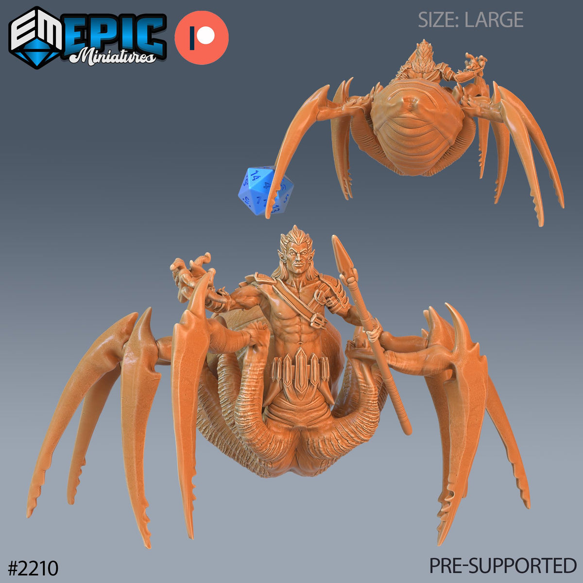Dark Elf Spider Option #2210 front DND miniature Secret Minds 16k resin