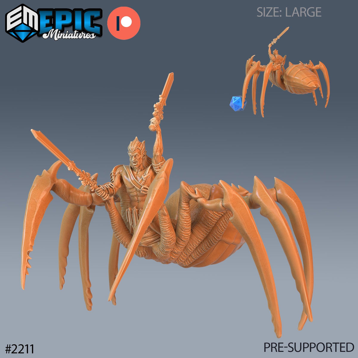 Dark Elf Spider Option #2211 front DND miniature Secret Minds 16k resin