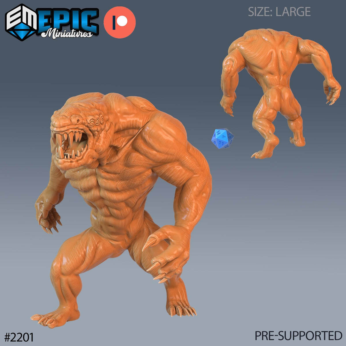 Gray Render Option #2201 front DND miniature Secret Minds 16k resin