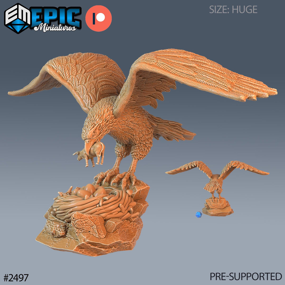Roc Hatchling Young Adult Option #2497 front DND miniature Justice Hills 16k resin