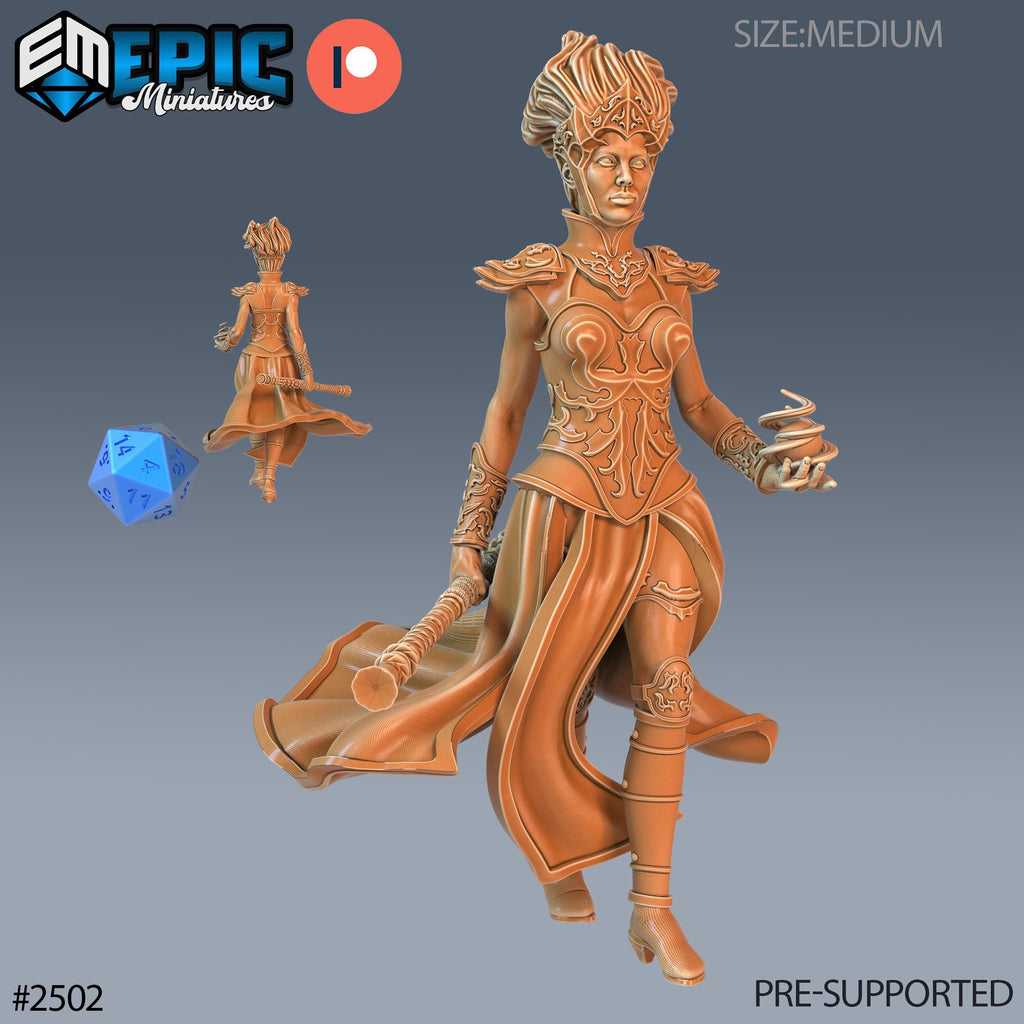 Wind Genasi Female Option #2502 front DND miniature Justice Hills 16k resin
