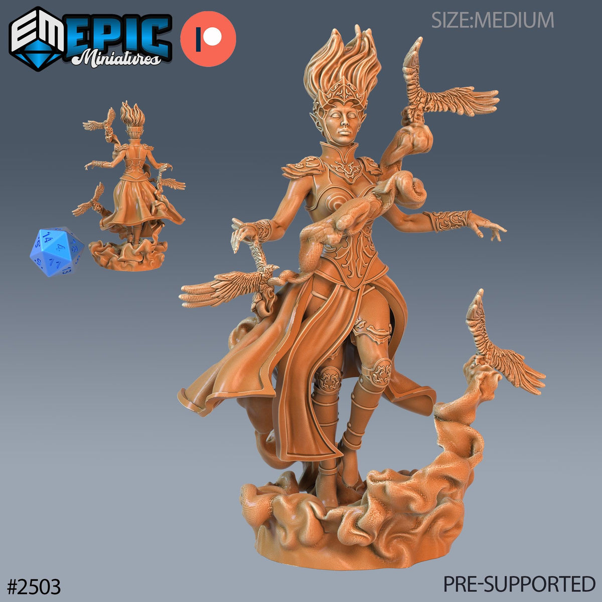Wind Genasi Female Option #2503 front DND miniature Justice Hills 16k resin