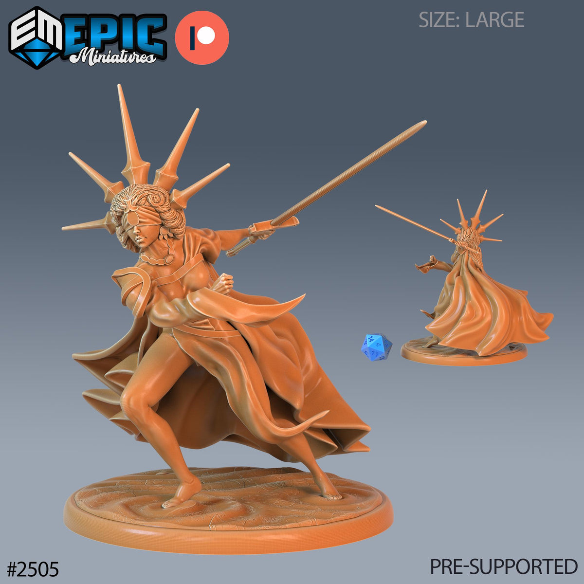 Justicia Option #2505 front DND miniature Justice Hills 16k resin