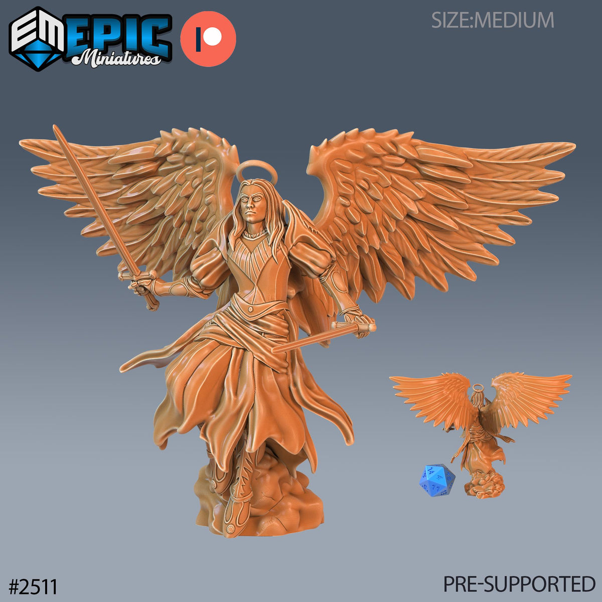 Angel Male Option #2511 front DND miniature Justice Hills 16k resin