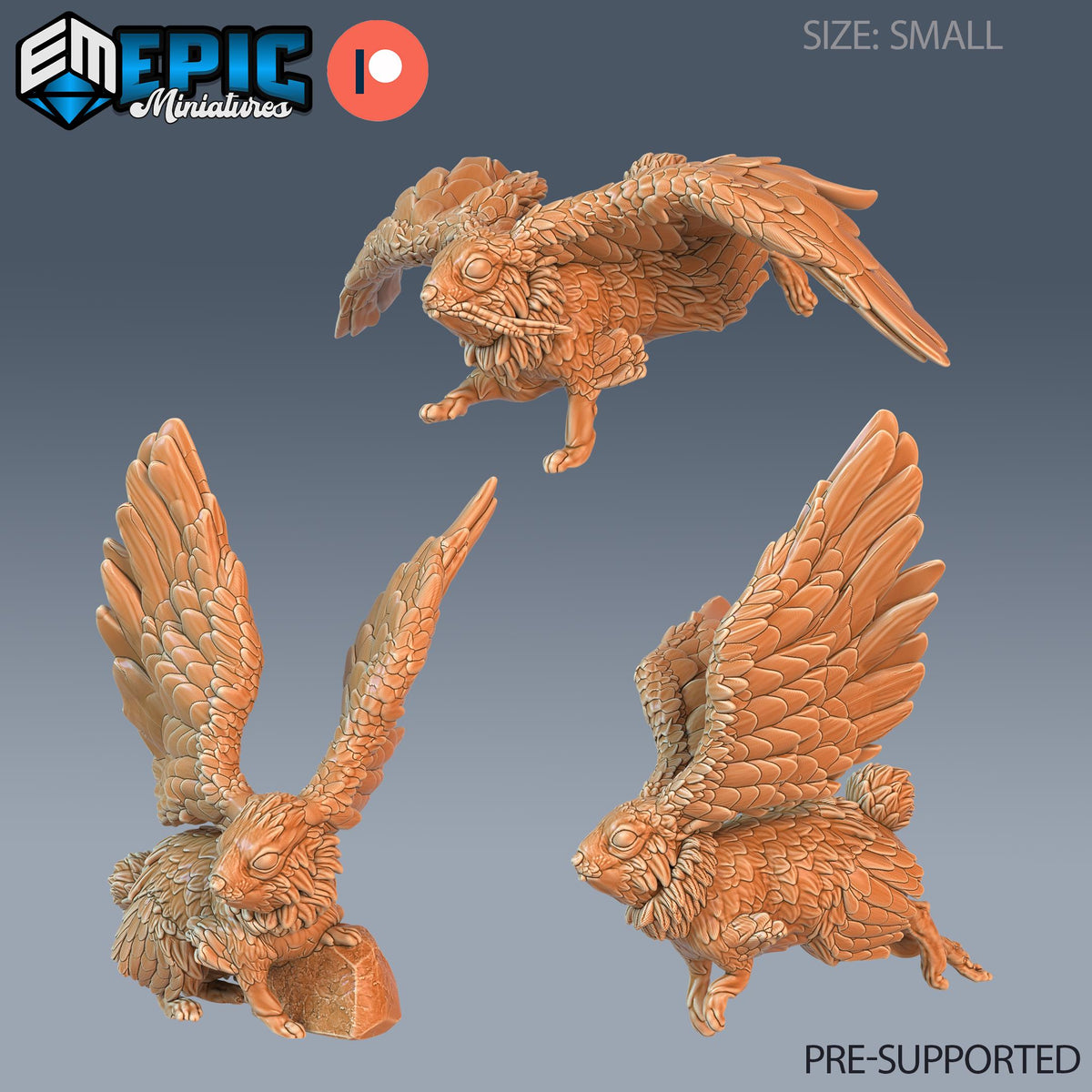 Flying Rabbit Set of 3 DND miniatures group photo Justice Hills