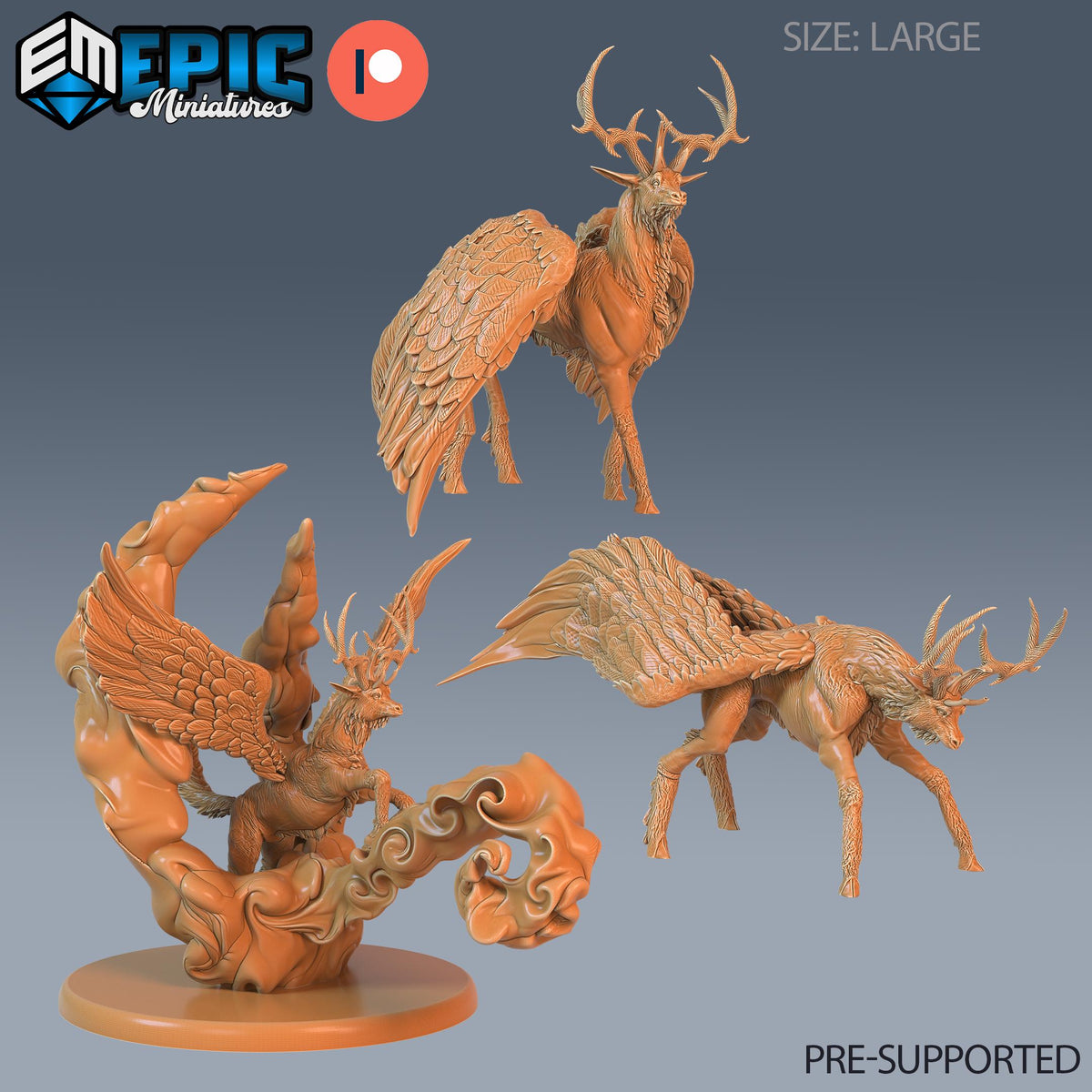 Winged Deer Set of 3 DND miniatures group photo Justice Hills