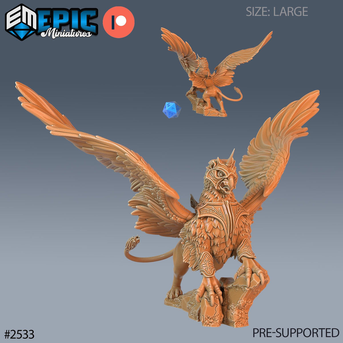 Griffin Option #2533 front DND miniature Justice Hills 16k resin