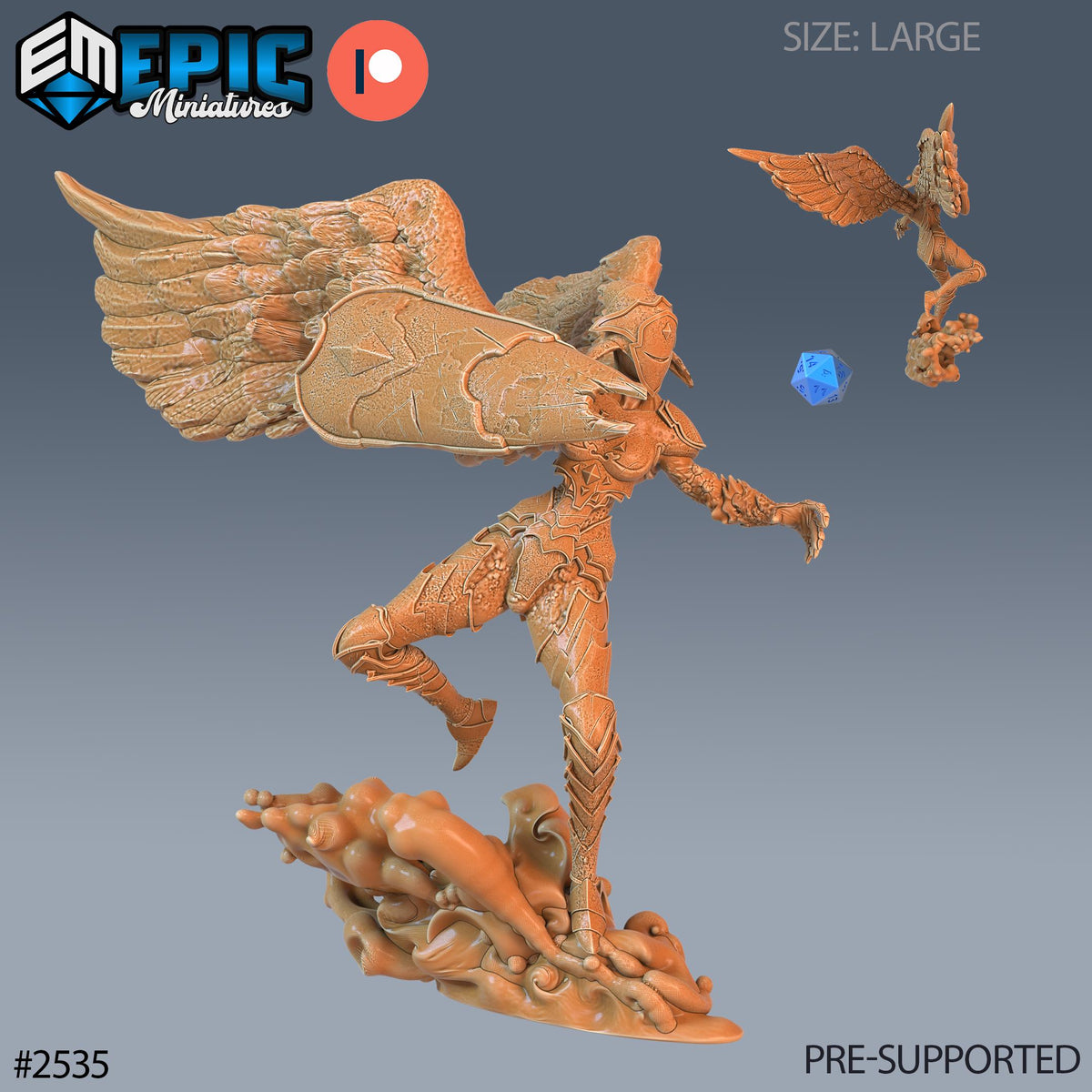 Animated Angel Statue Option #2535 front DND miniature Justice Hills 16k resin