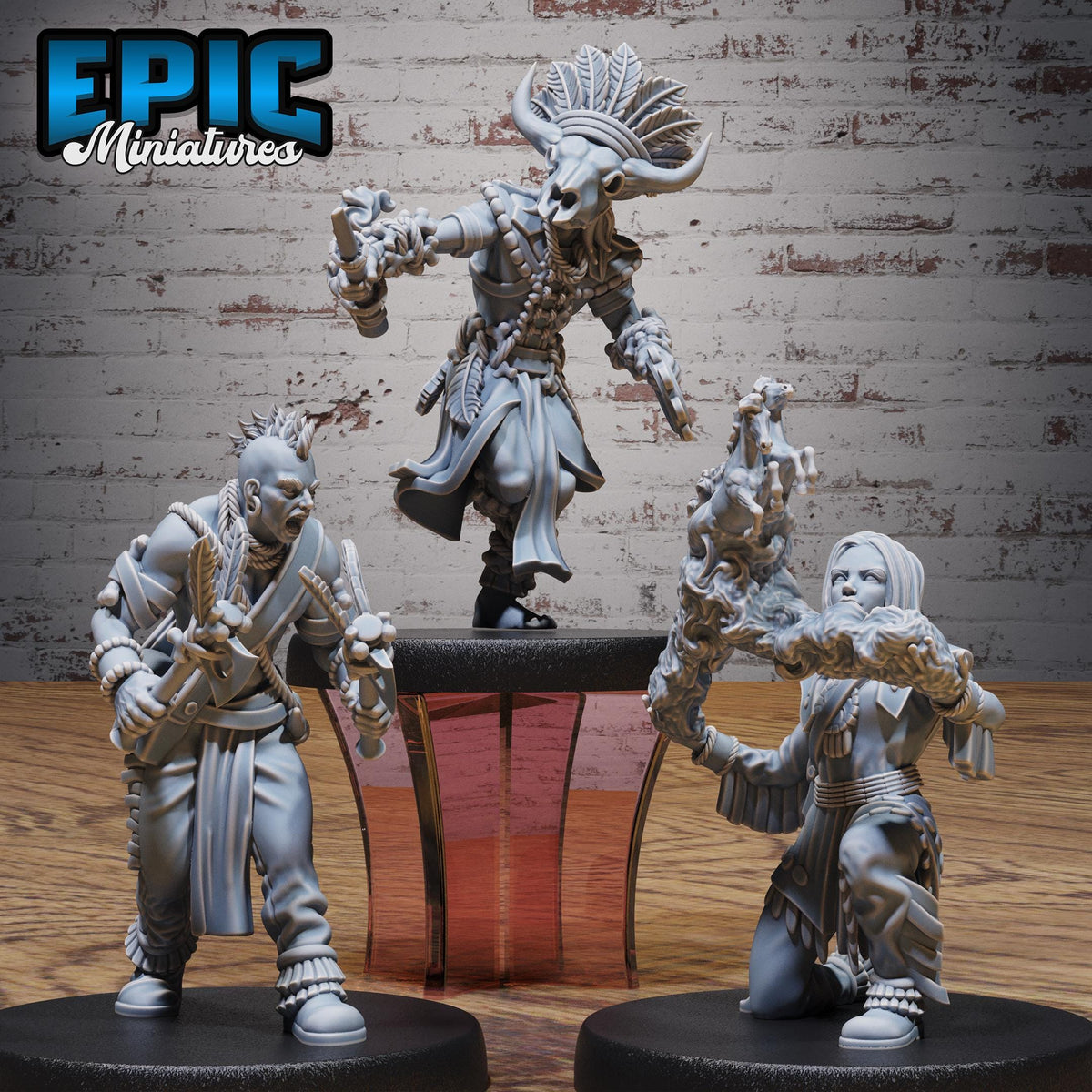 Native Tribe Set of 3 DND miniatures group photo Native Magic