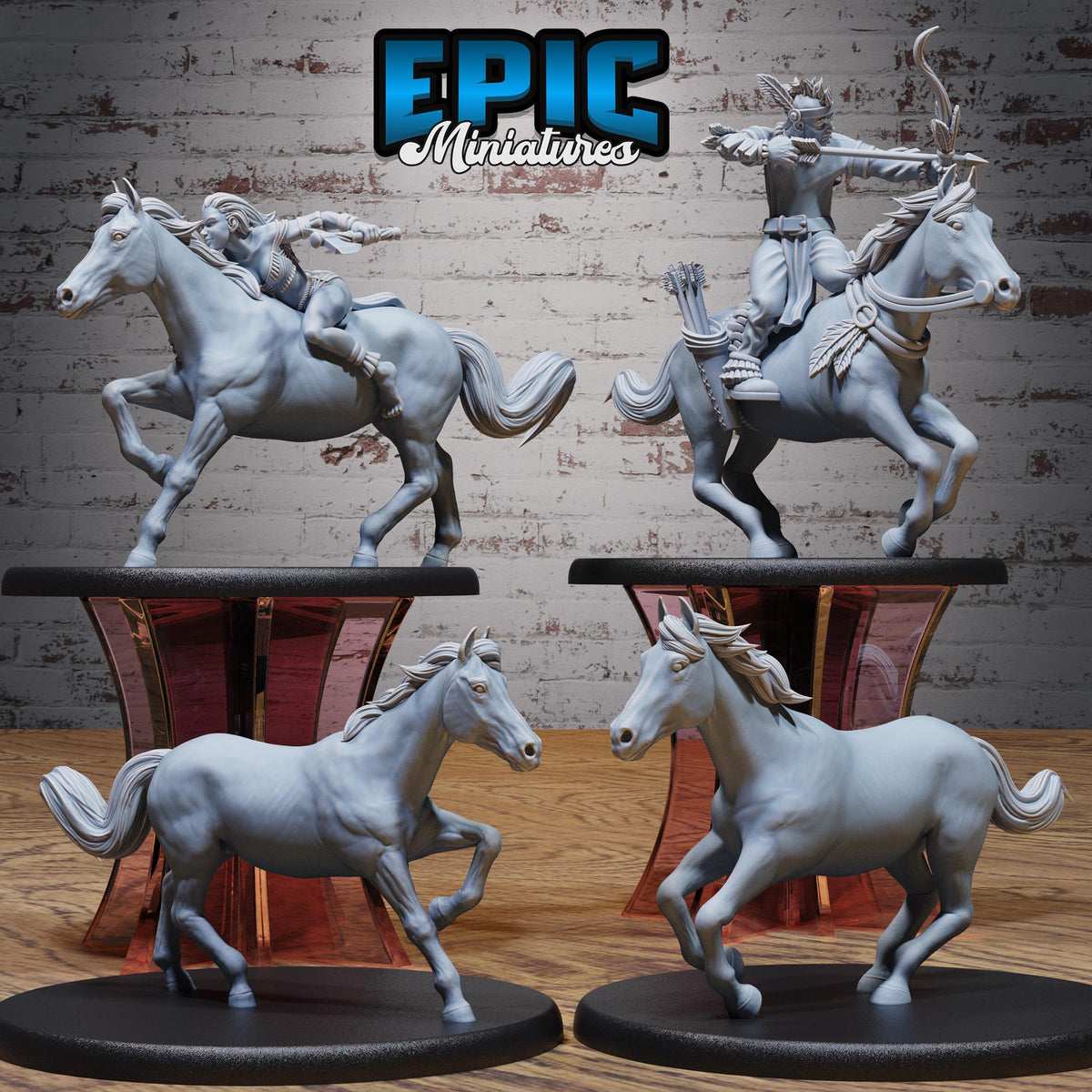 Native Tribe Set of 4 DND miniatures group photo Native Magic