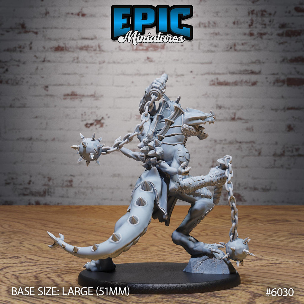 Lizard Folk Ettin Option #6030 back DND miniature Native Magic 16k resin