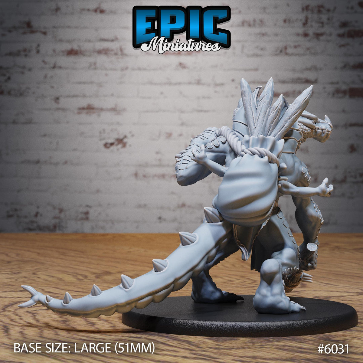 Lizard Folk Ettin Option #6031 back DND miniature Native Magic 16k resin