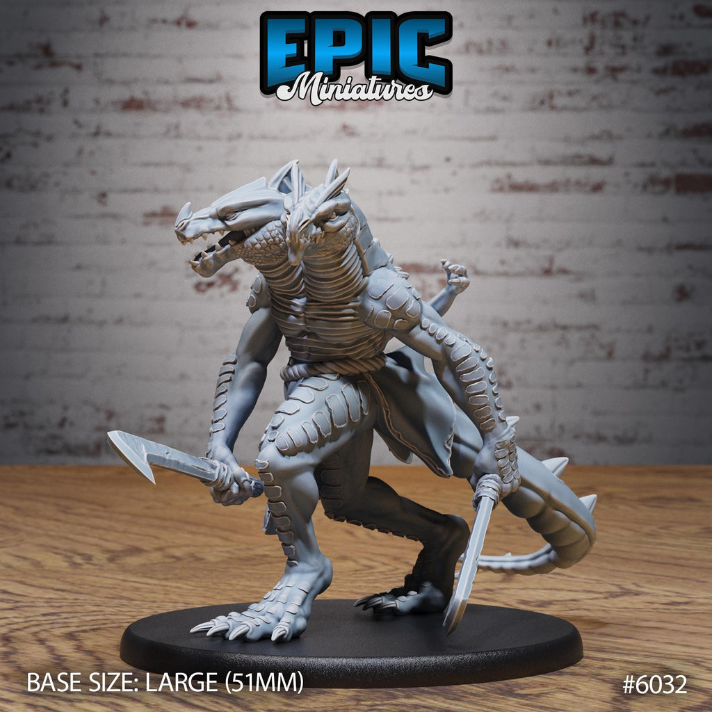 Lizard Folk Ettin Option #6032 front DND miniature Native Magic 16k resin