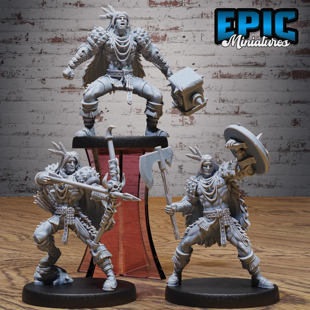 Native Adventurer Set of 3 DND miniatures group photo Native Magic