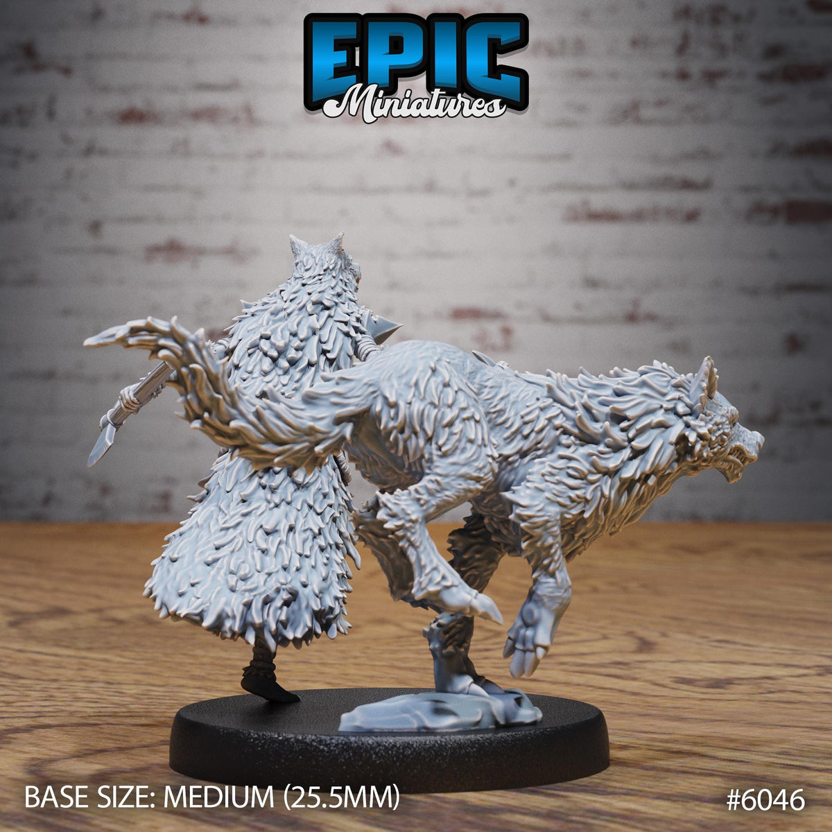 Wolf Spirit Huntress Option #6048 front DND miniature Native Magic 16k resin