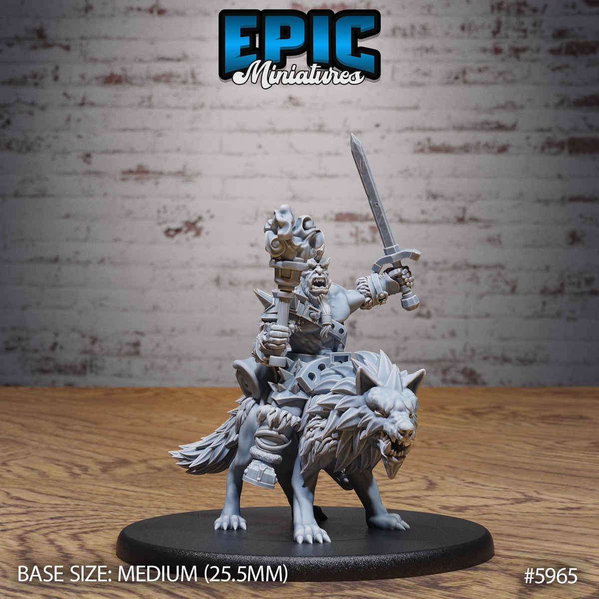 Snow Orc Warg Rider Option #5965 front DND miniature Snow Orcs 16k resin