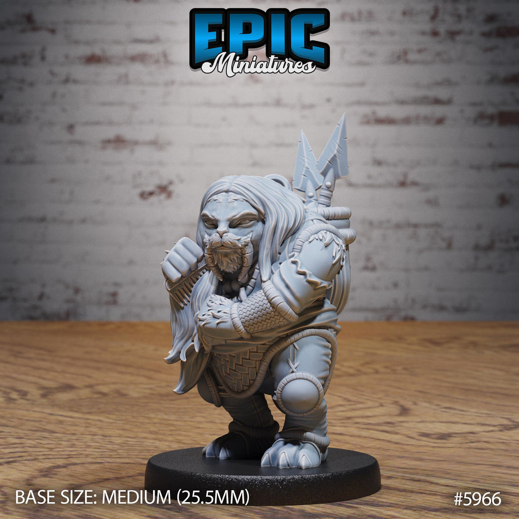 Walrus Folk Huntress Option #5966 front DND miniature Snow Orcs 16k resin