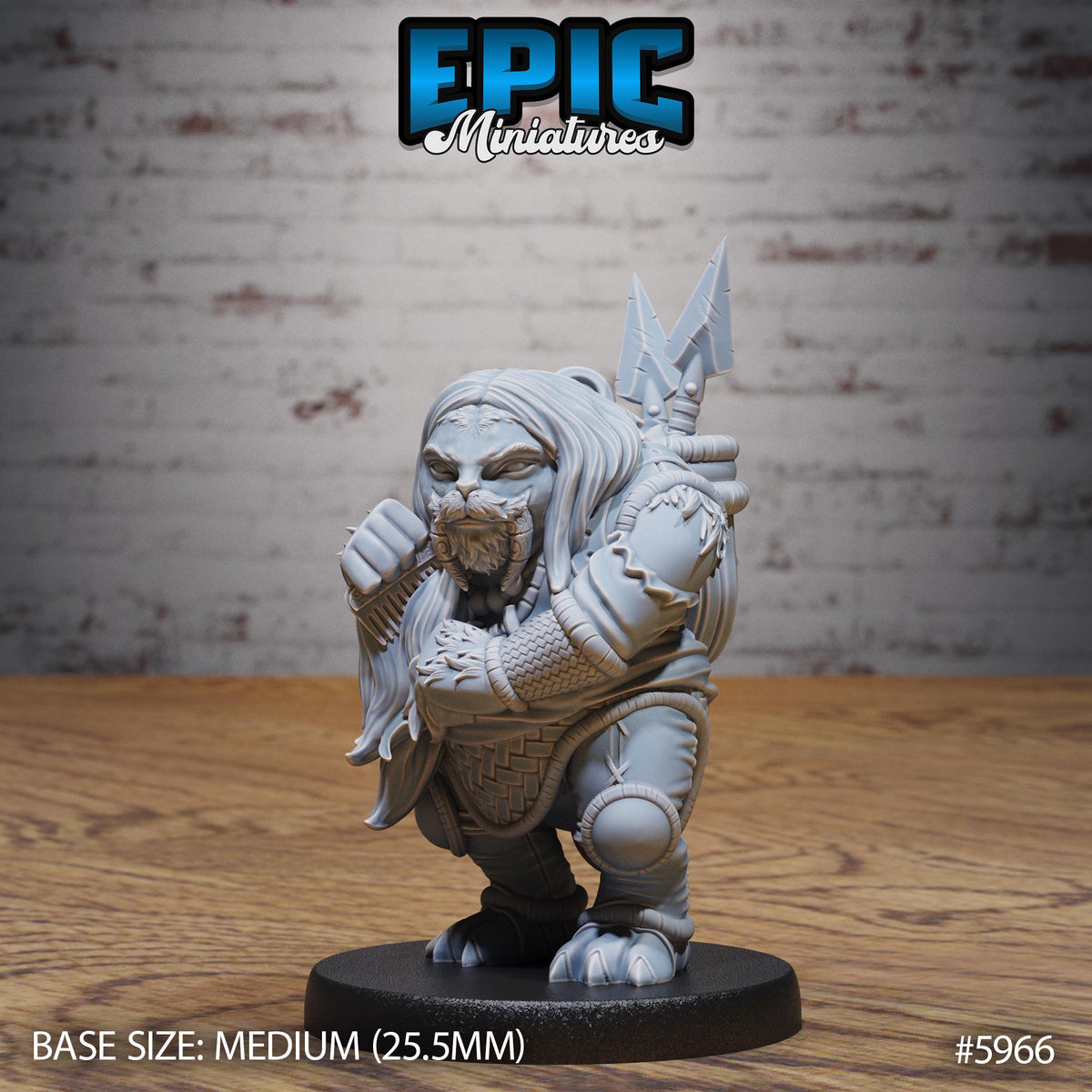 Walrus Folk Huntress Option #5966 front DND miniature Snow Orcs 16k resin