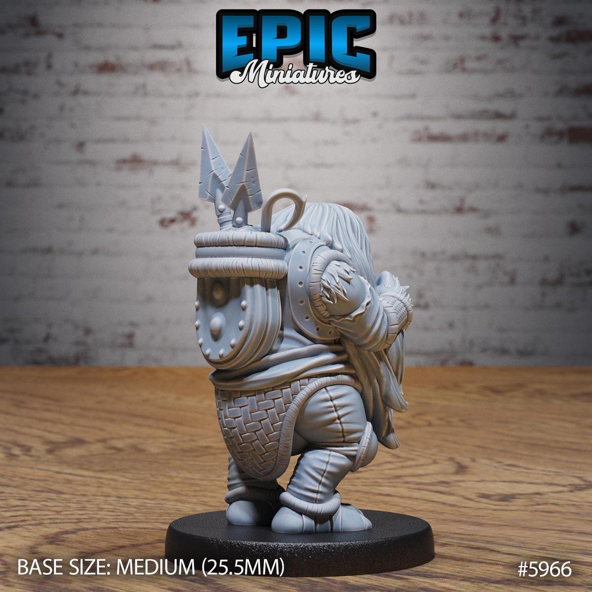 Walrus Folk Huntress Option #5966 back DND miniature Snow Orcs 16k resin