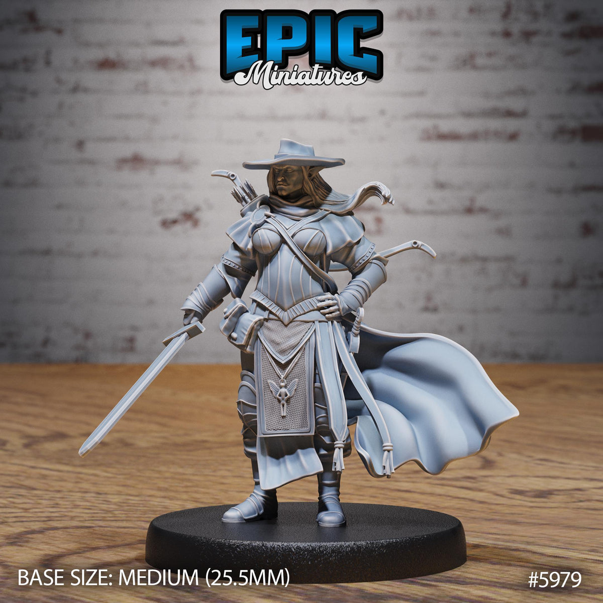 Half-Orc Female Adventurer Option #5979 front DND miniature Snow Orcs 16k resin