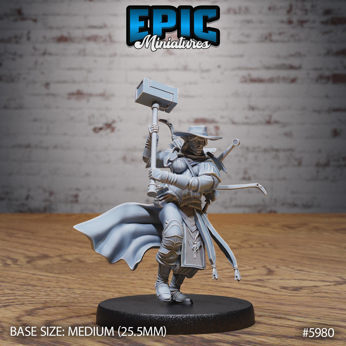 Half-Orc Female Adventurer Option #5980 front DND miniature Snow Orcs 16k resin