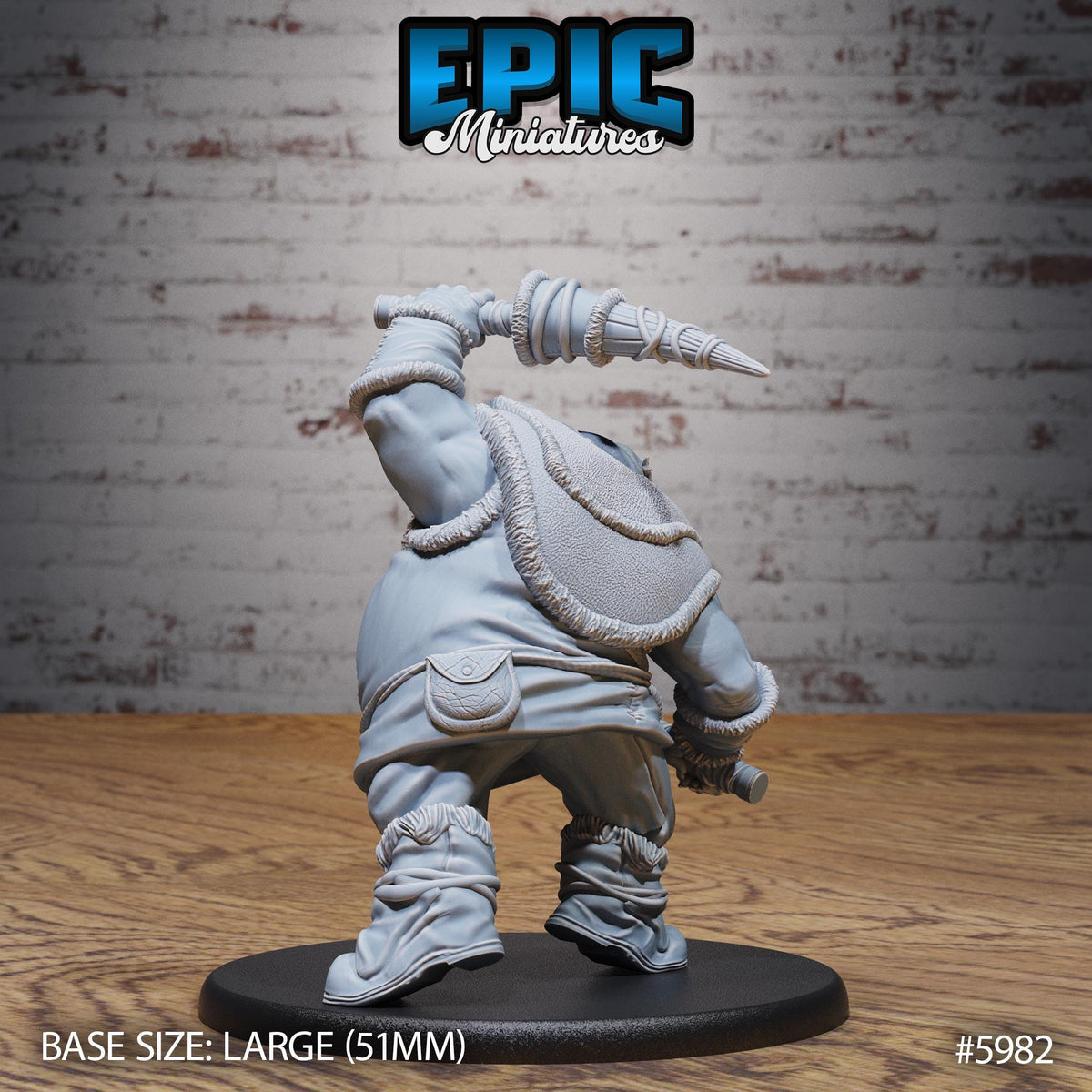 Walrus Folk Warrior Option #5982 back DND miniature Snow Orcs 16k resin