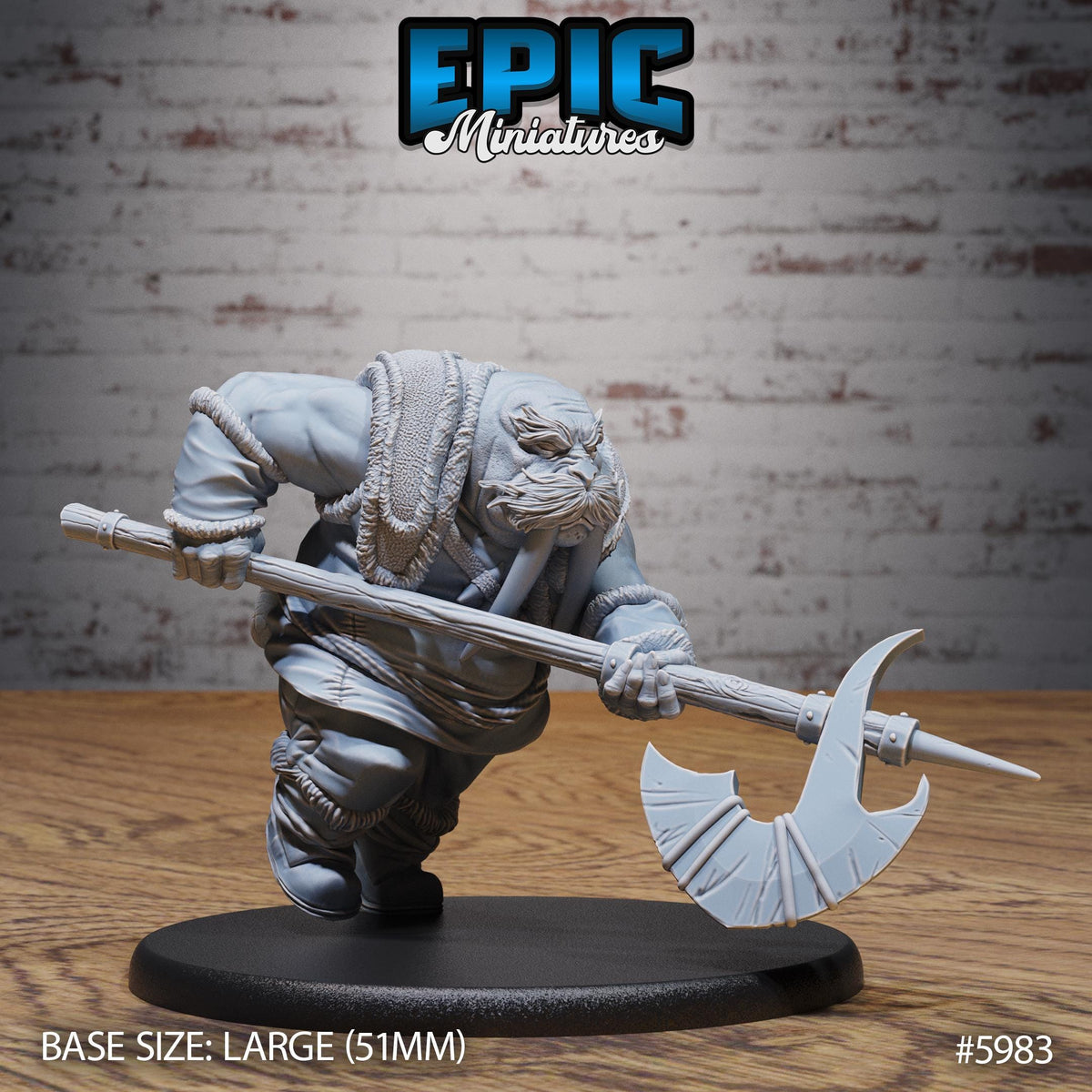 Walrus Folk Warrior Option #5983 front DND miniature Snow Orcs 16k resin