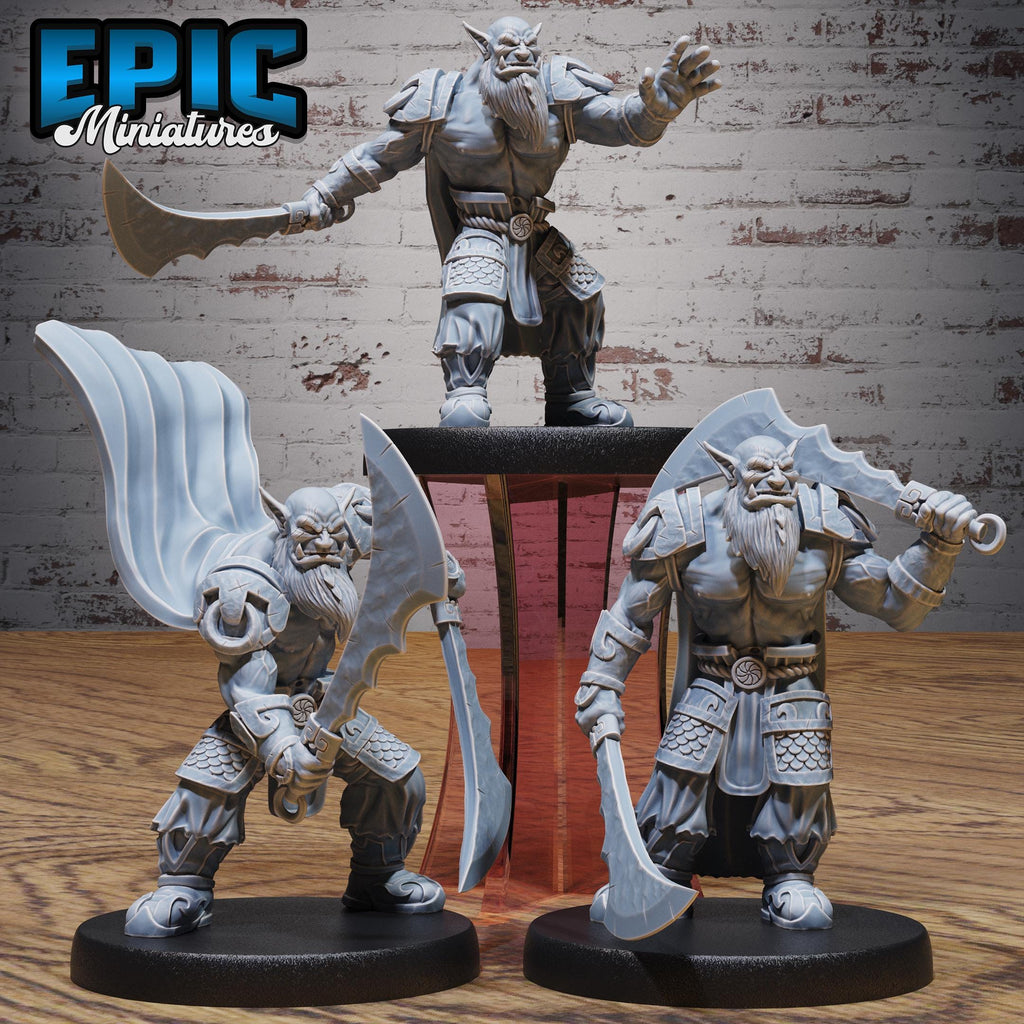 Orc Chief Set of 3 DND miniatures group photo Snow Orcs