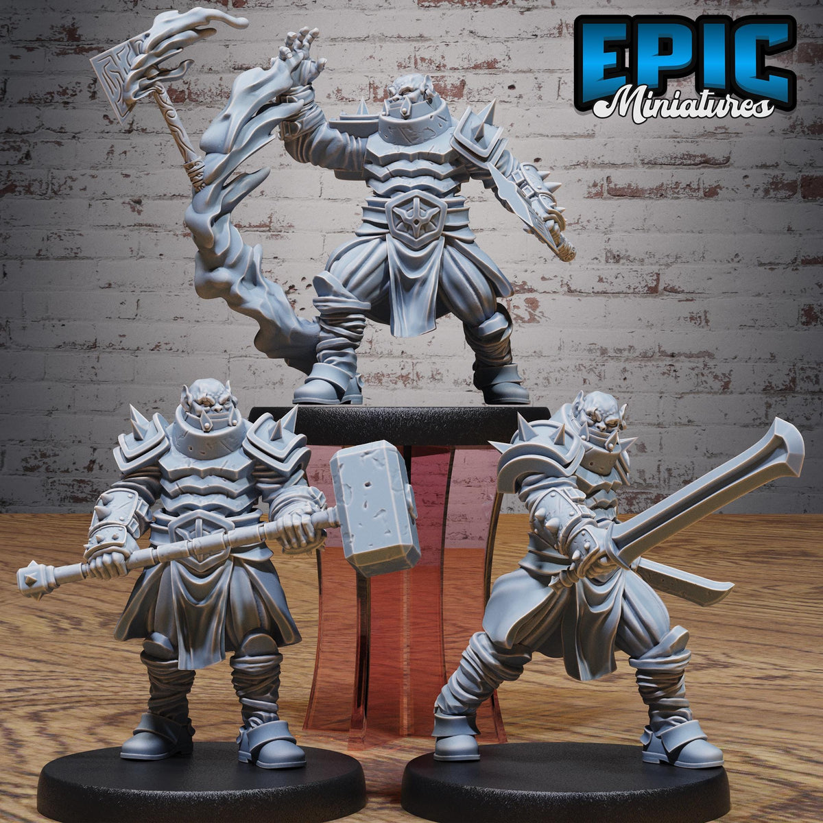 Dark Orc Set of 3 DND miniatures group photo Snow Orcs