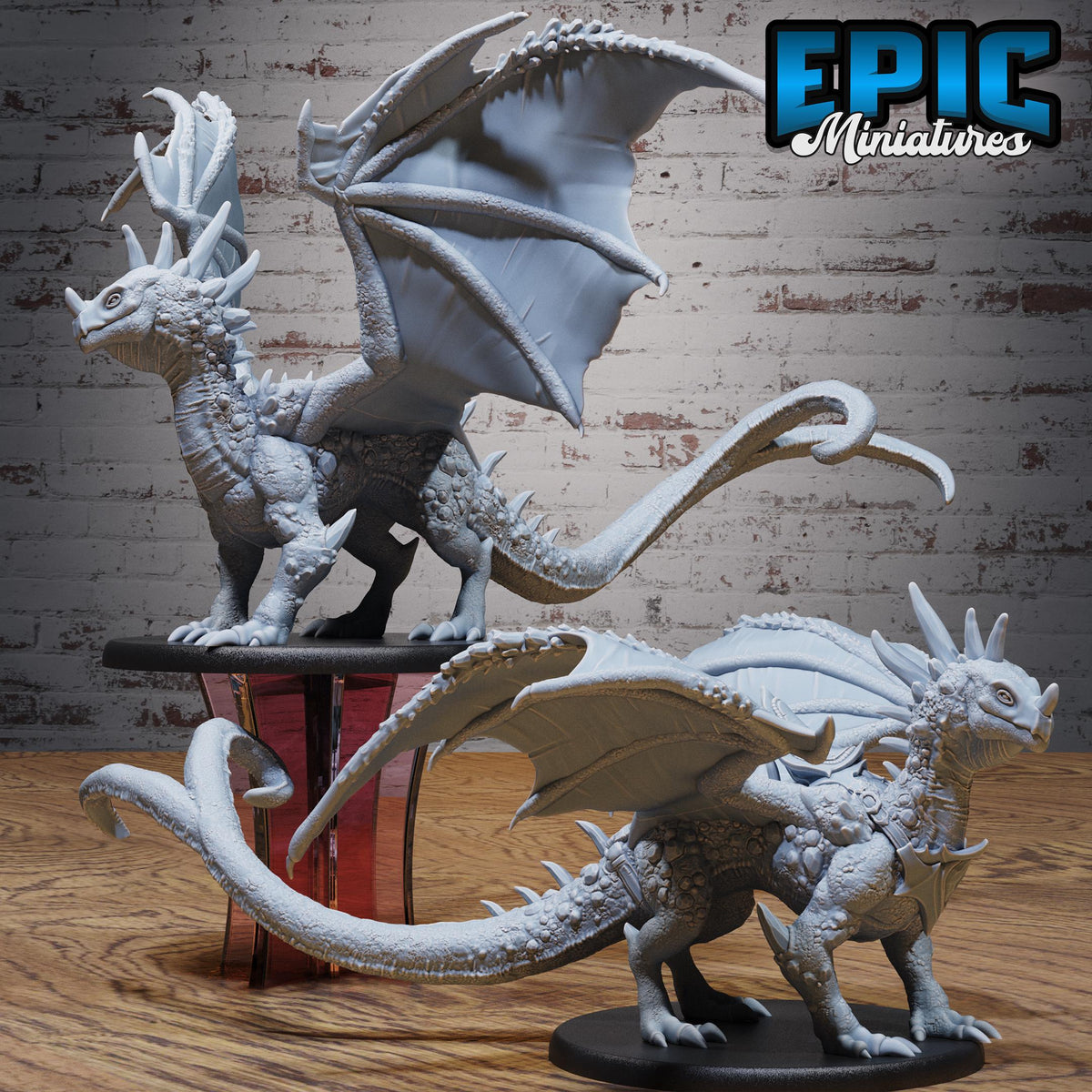 Crystal Dragon Young Set of 2 DND miniatures group photo Snow Orcs