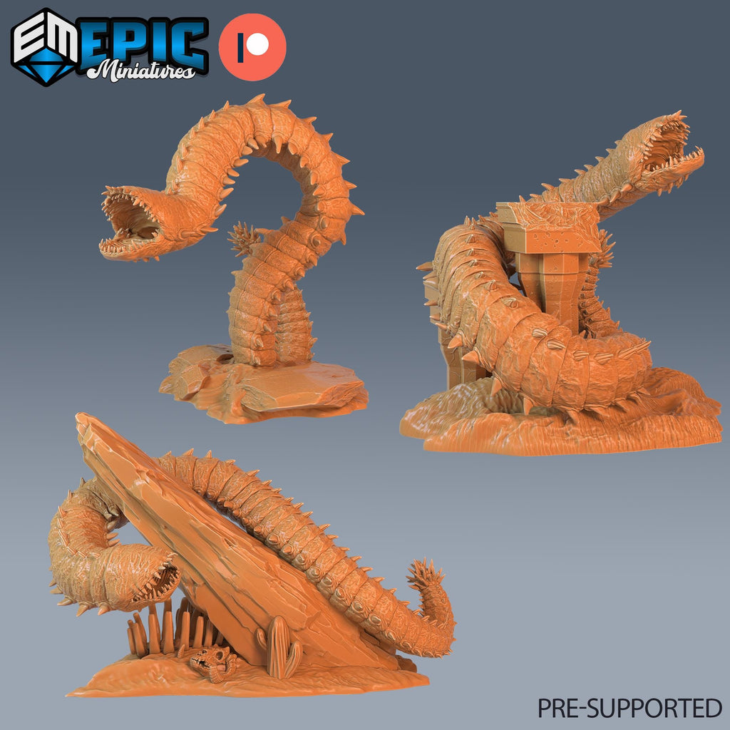 Purple Worm Set of 3 DND miniatures group photo Secret Minds