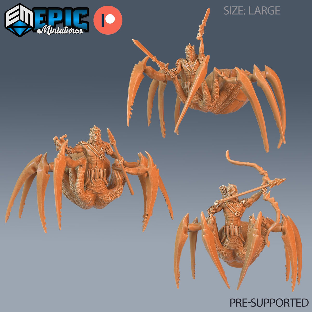 Dark Elf Spider Set of 3 DND miniatures group photo Secret Minds